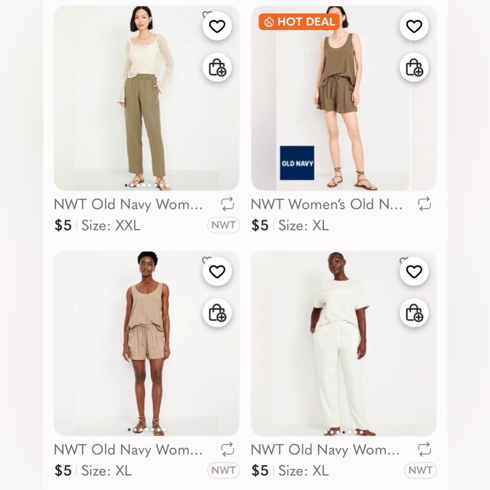 Bundle of 4 Women’s XL/XXL Old Navy Baggy Pants/Shorts all NWT